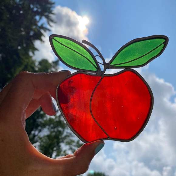 Vintage Stained Glass Apple Sun Catcher